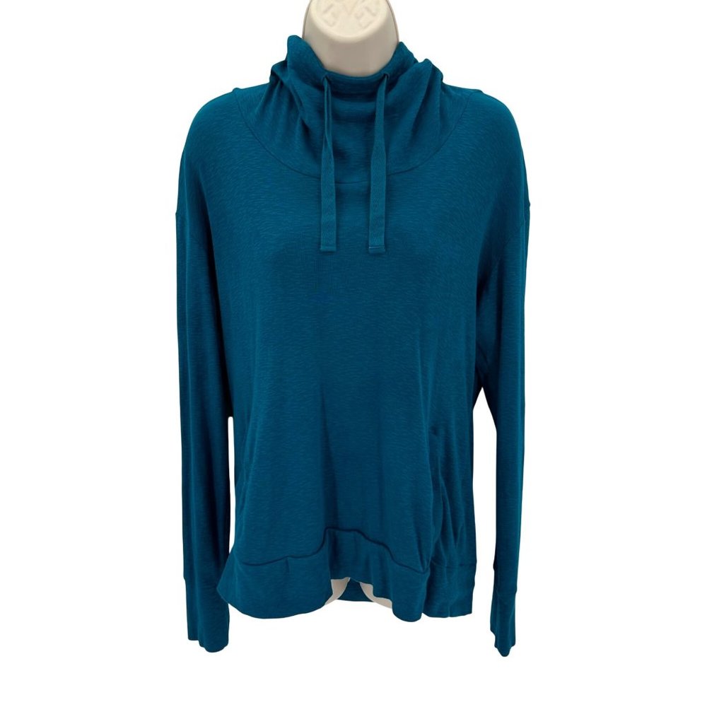 Columbia Womens Cotton Teal Long Sleeve Hooded Pullover Top Size L